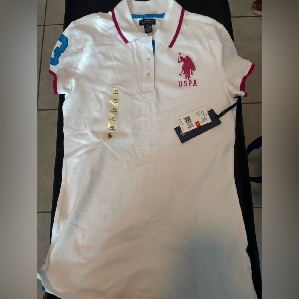 Beverly Hills Polo Club White and Pink Polo Shirt Classic Design